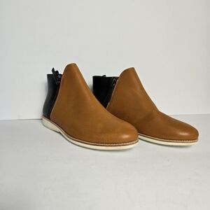 Rollie Side-Zip Booties In Cognac and Black Women's Size 37 NWOT